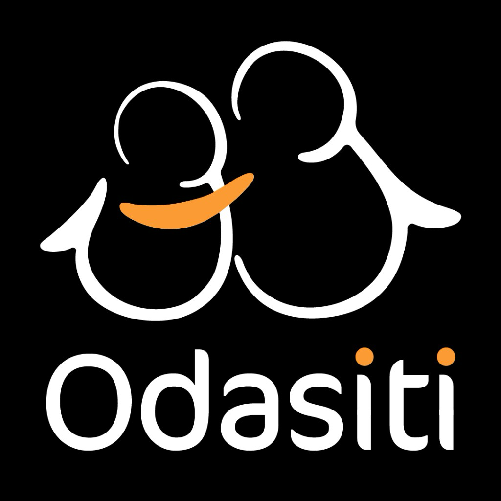 Odasiti logo, vertical lockup for dark backgrounds